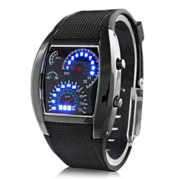 Men's Stainless Steel Sport Analog Quartz LED Wrist Watch Black Digital Display Dual Time Waterproof Watch