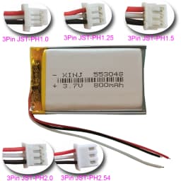 3.7V 800mAh Rechargeable Lithium Polymer Battery 553048 with Thermistor 3-Wire JST-XH Connector 1.0mm 1.25mm 1.5mm 2.0mm 2.54mm Plug Options