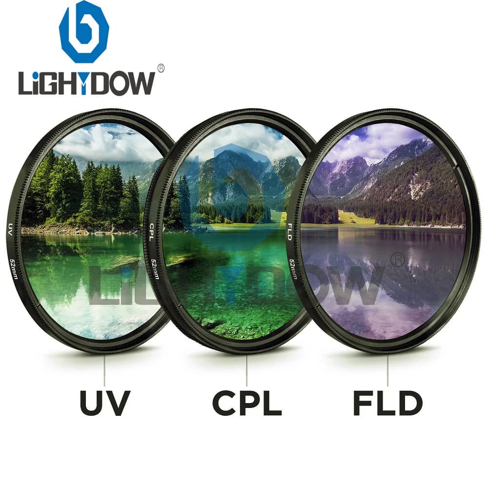 Camera Lens Filter Set 3-in-1 UV CPL FLD 49-77mm with Storage Bag for Canon Nikon Sony Pentax DSLR