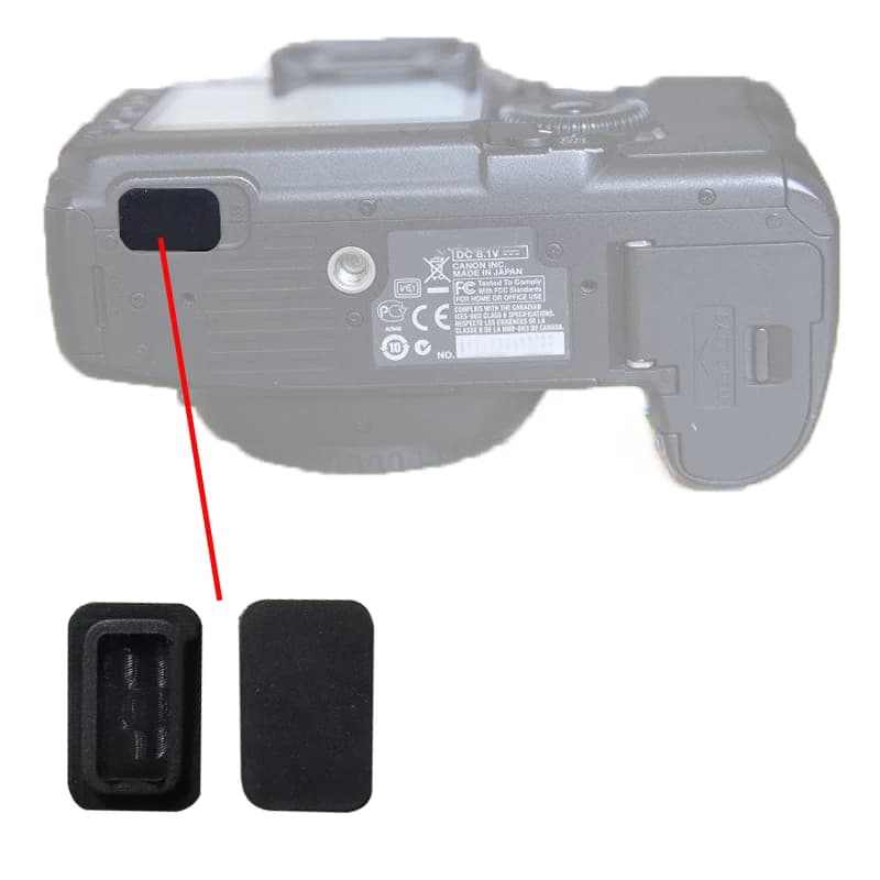 USB Square Plug Rubber Cover for Canon 5D Mark II, 40D, 50D, 7D Camera - Bottom Interface Port Replacement Accessory Part