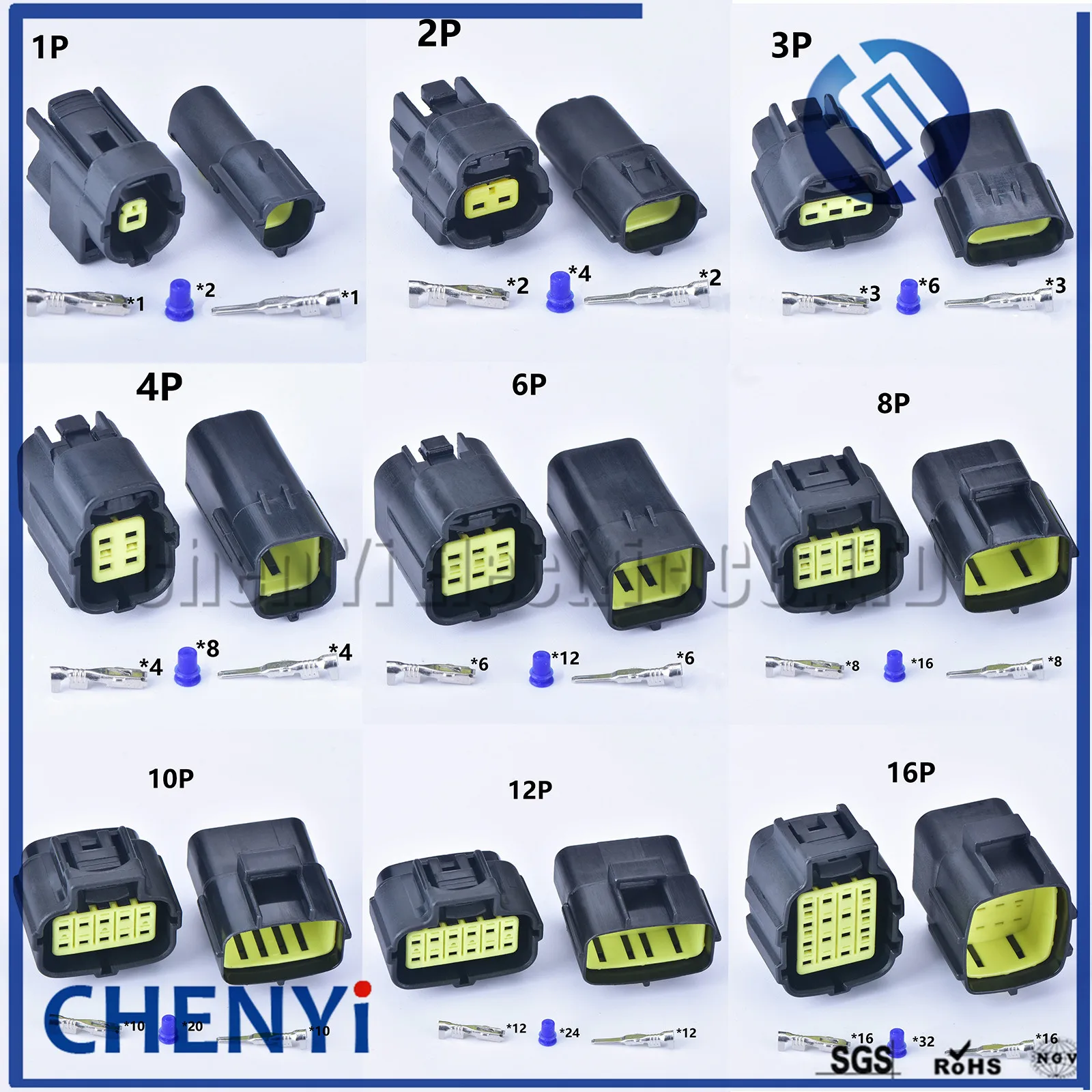 Waterproof Electrical Connectors for Automotive — 1–16 Pin Sealed Car & Truck Harness Sockets (174879-2/174877-2)