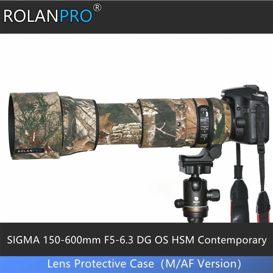 ROLANPRO Lens Coat for SIGMA 150-600mm F5-6.3 DG OS HSM Contemporary - Protective Sleeve with Camouflage Rain Cover