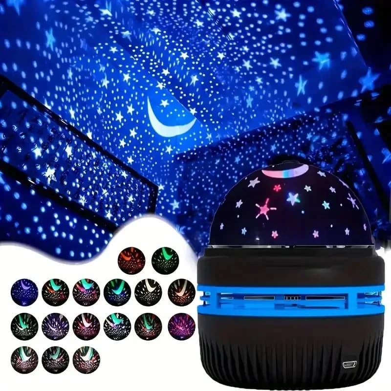 LED Starry Sky Night Light USB Rotating Projector Lamp Moon Star Magic Ball Christmas Home Room Atmosphere Decoration