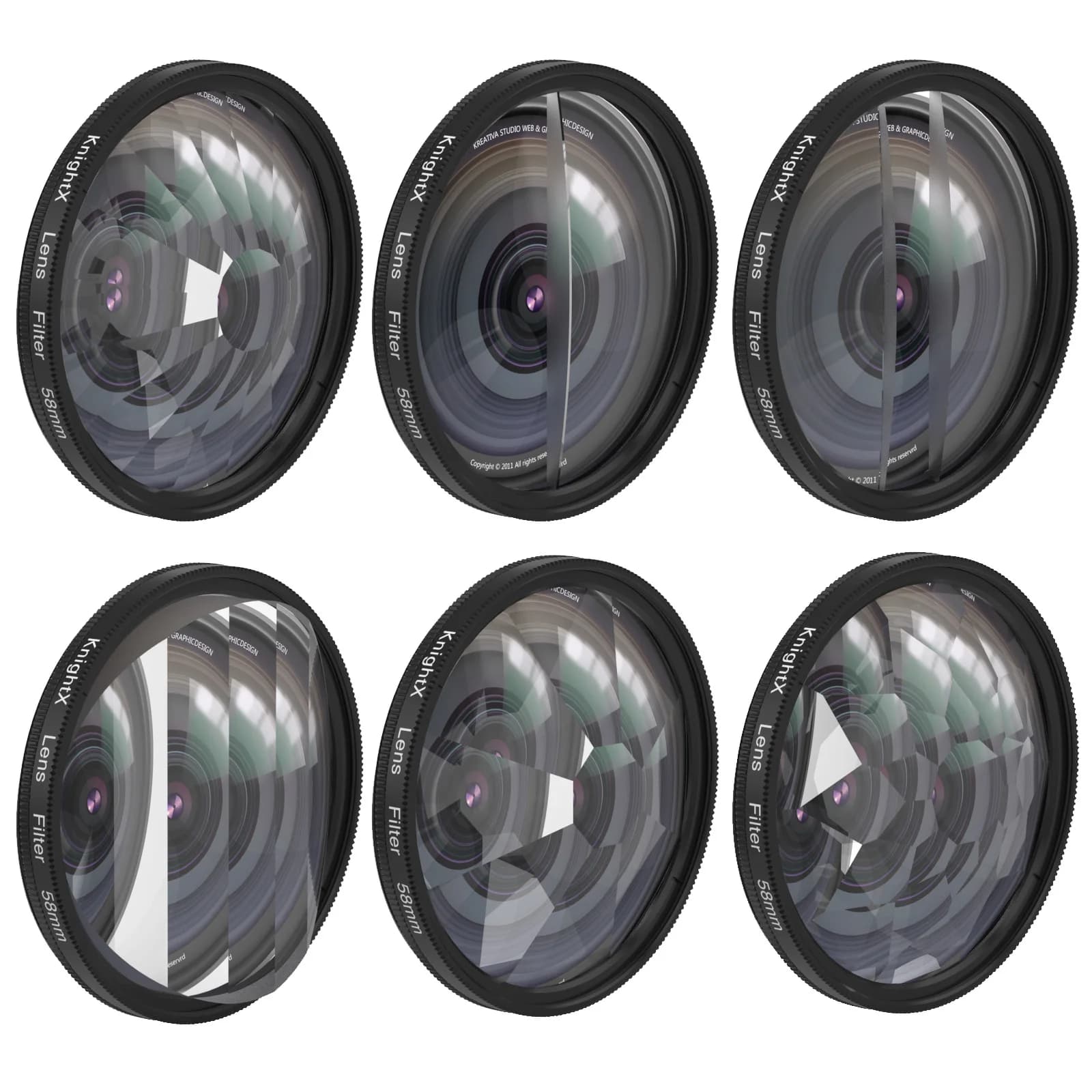 KnightX Glass Prism Camera Lens Filter - Kaleidoscope Effect for Photography & Video - 49mm 52mm 58mm 67mm 77mm SLR Filters