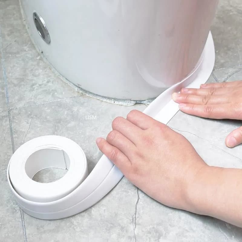 PVC Self-Adhesive Waterproof Sealing Tape for Shower Bath Kitchen Sink - Mold Proof Caulk Strip Available in Multiple Widths and Colors