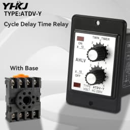 ATDV-Y Dual Time Relay Adjustable Repeat Cycle Timer 220V with Socket Base Multiple Time Settings from 3 Seconds to 60 Minutes ON OFF Control