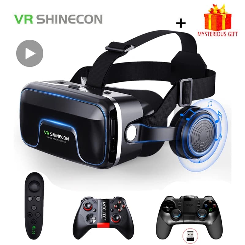 VR Shinecon 10.0 Virtual Reality 3D Glasses Headset for Smartphone Gaming Video Viewing Goggles