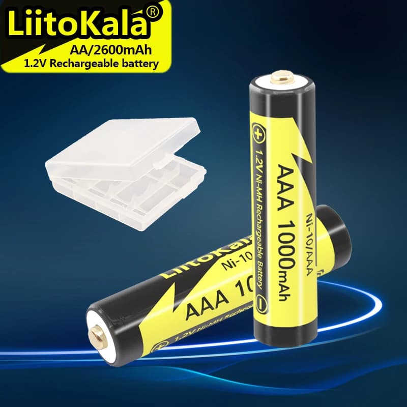 Rechargeable NiMH AAA Batteries 1.2V 1000mAh - Pack of 5-50 Pre-charged Batteries for Flashlight, Camera, Shaver
