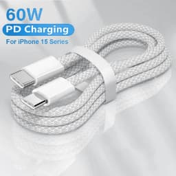 USB C to Type C Fast Charging Cable PD 60W Braided Data Cable for iPhone 15 Android Samsung Huawei