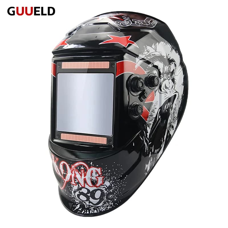 Auto Darkening Welding Helmet Large View 100x93mm Solar Powered 4 Arc Sensors DIN5-DIN13 True Color Grinding TIG MIG Welding Mask
