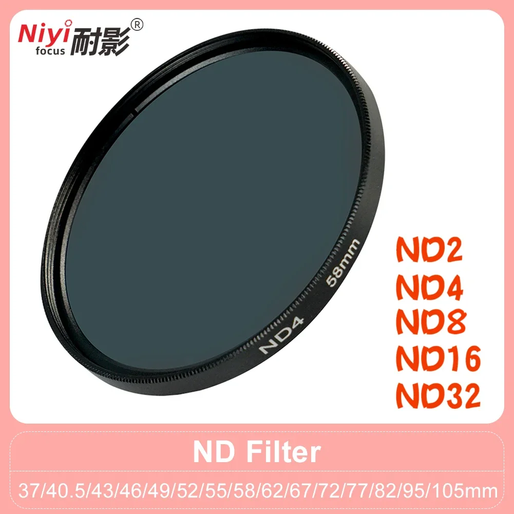 Neutral Density ND Filter ND2 ND4 ND8 ND16 ND32 Camera Lens Filter 37mm to 95mm Multiple Sizes for Photography