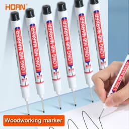 Deep Hole Marker Pen Set 10 Pieces 20mm Long Nib Waterproof for Metal Woodworking and Construction