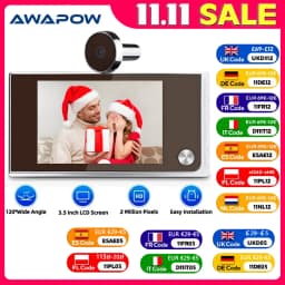 Awapow 3.5" Digital Door Peephole Viewer Camera - 120° Wide Angle LCD 2MP HD Outdoor Monitor Doorbell with Video Recording