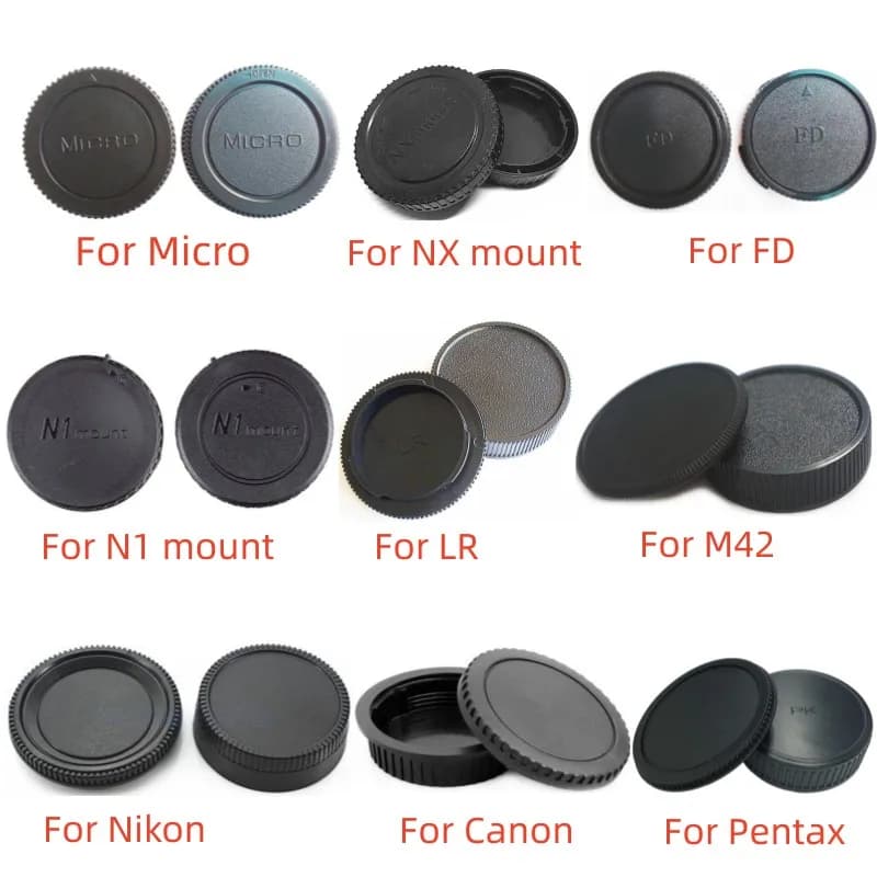 Camera Body Cap and Rear Lens Cap Set for Canon Nikon Sony Pentax Olympus Micro M4/3 Panasonic M42 FD Mount Protection Cover