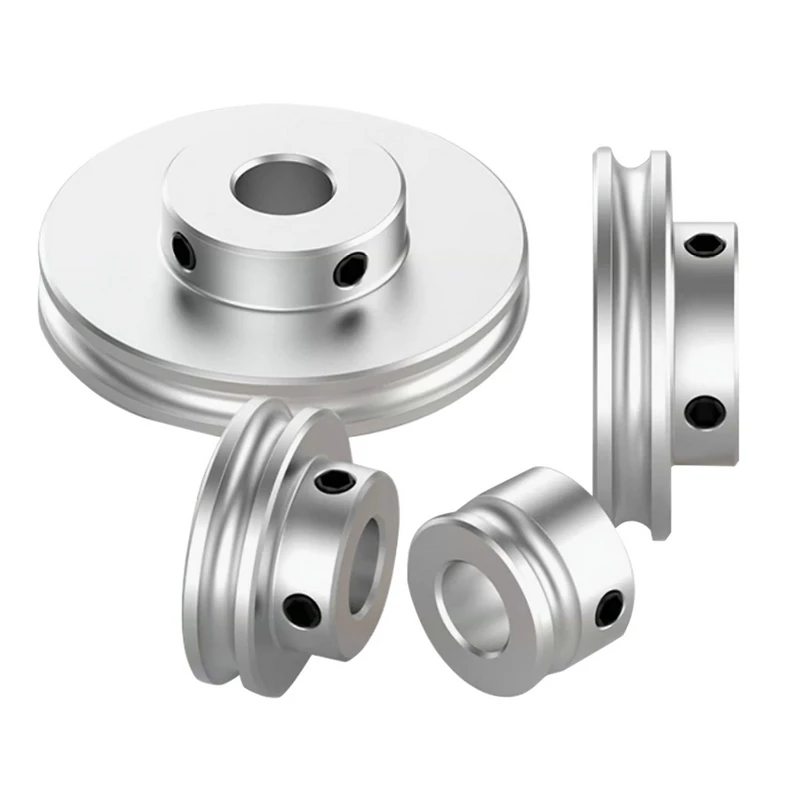 Aluminum Alloy 4mm PU Round Single Groove Pulley Transmission Wheel for Small Motor 20mm-50mm Diameter