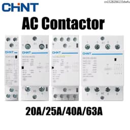 CHINT NCH8 AC Contactor 20A-63A DIN Rail Household Mini Contactor - 1NO 1NC 2NO 2NC 4NO Configurations for 220V 230V 400V Applications