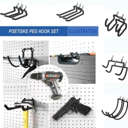 Heavy Duty Pegboard Power Tool Hooks and Holders - Wall Mount Drill Hanger Rack Storage Organizer with Multi-Function Design