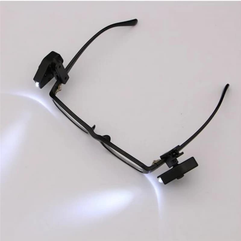 Mini Clip-On Book Reading Light for Eyeglasses (2 Pieces) - LED Flashlight with Adjustable Angle for Hands-Free Reading at Night