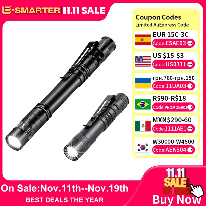 Mini Portable LED Pen Flashlight Ultra Bright High Lumens for Camping Outdoor Emergency