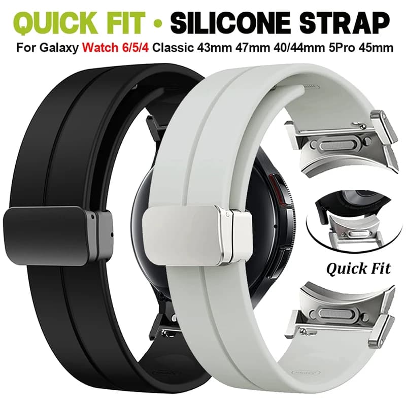 Magnetic Silicone Watch Strap for Samsung Galaxy Watch 6 (40mm/44mm) and Watch 6 Classic (43mm/47mm) - 20mm Sport Band Bracelet