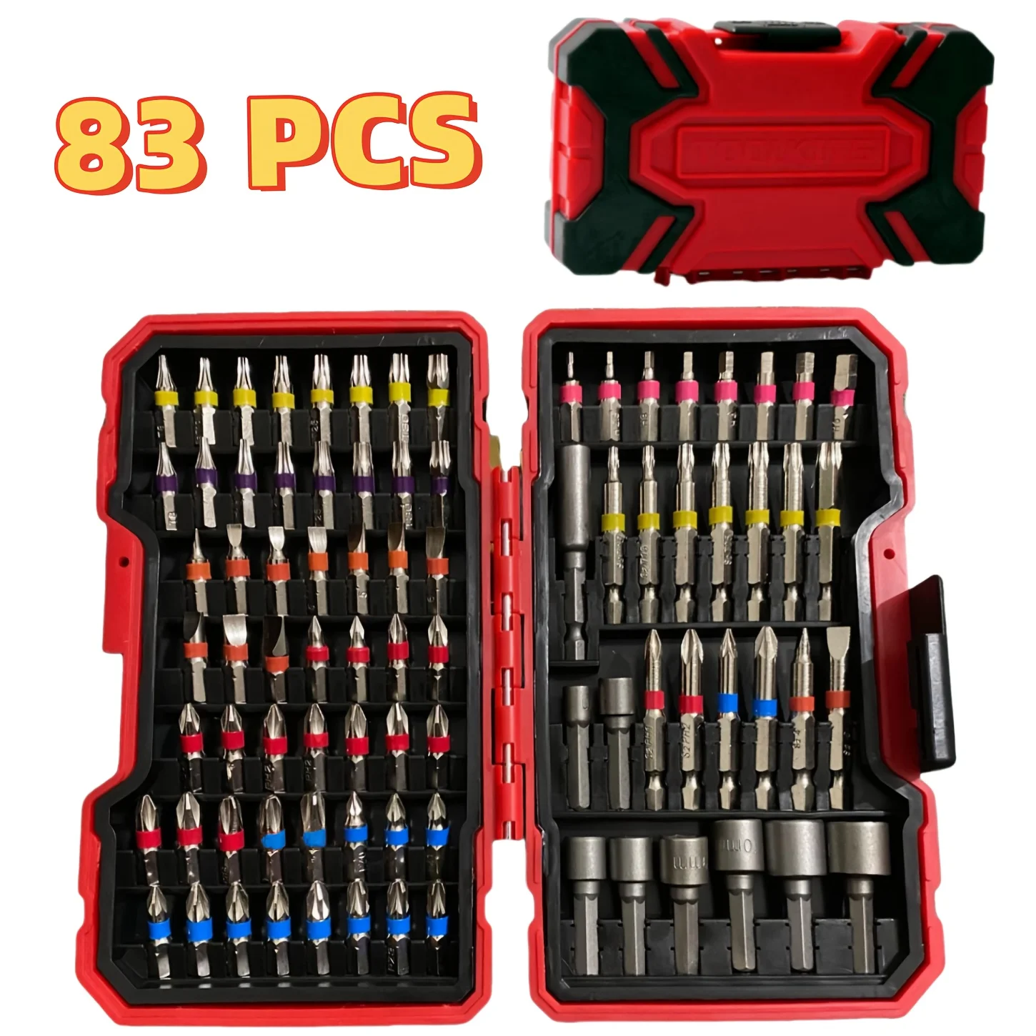 Impact Driver Drill Bit Set 83 Pieces S2 Steel with Magnetic Nut Driver Phillips Slotted Square Star Hex TORX Bits for Power Tools