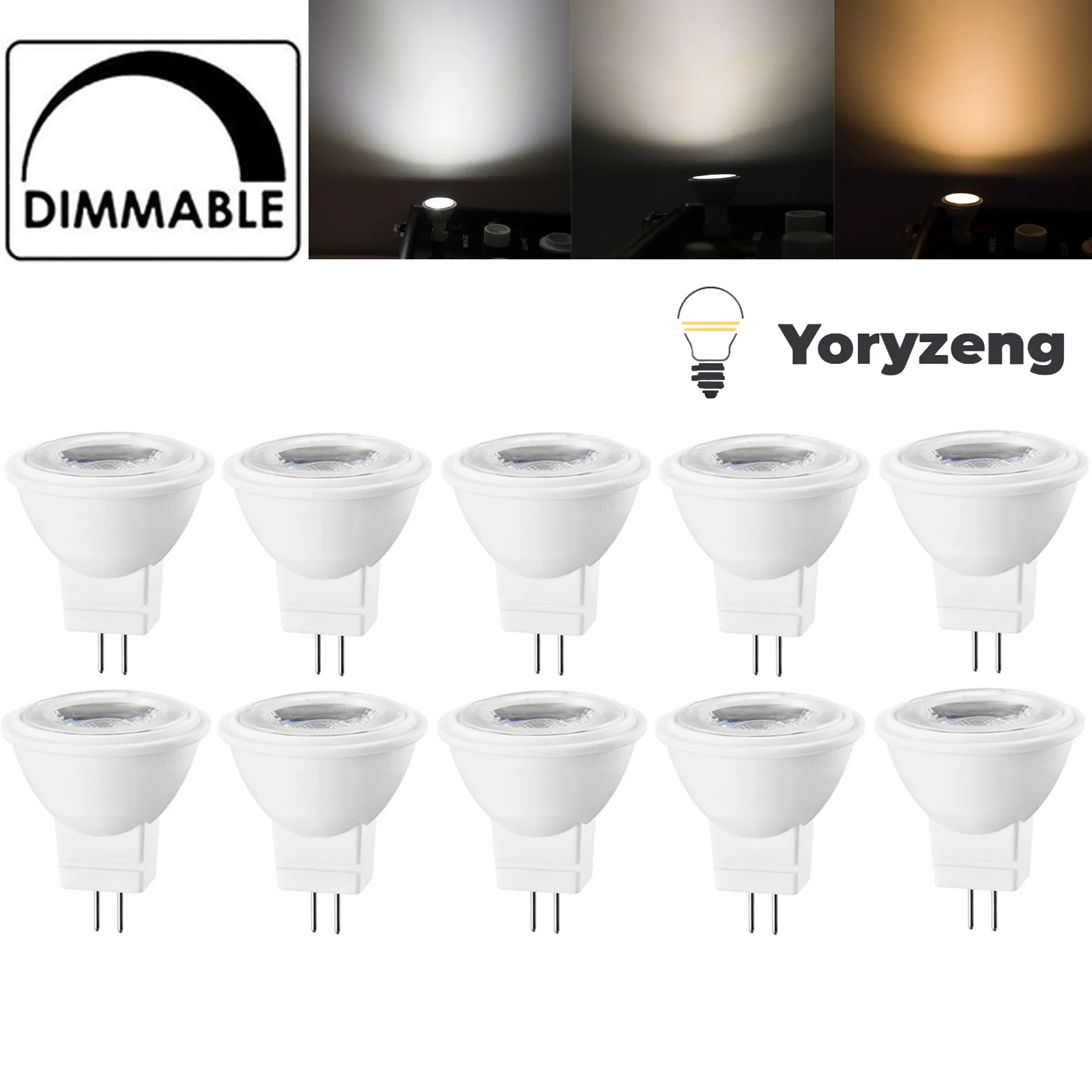 10 Pack Dimmable MR11 LED Spotlight Bulbs 3W GU4 Base 2835 SMD - Replace 30W Halogen Bulbs for 12V-24V/110V/220V Applications Cold Warm Neutral White