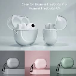 Huawei Freebuds Pro/Freebuds 4i Transparent Silicone Case Cover Soft TPU Protective Shell with Keychain for Freebuds 4 Earbuds Charging Box