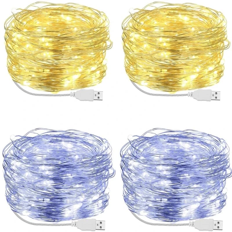 USB LED Fairy String Lights Copper Silver Wire 1m-30m Waterproof Garland Lights for Christmas Wedding Party Decoration Multiple Colors