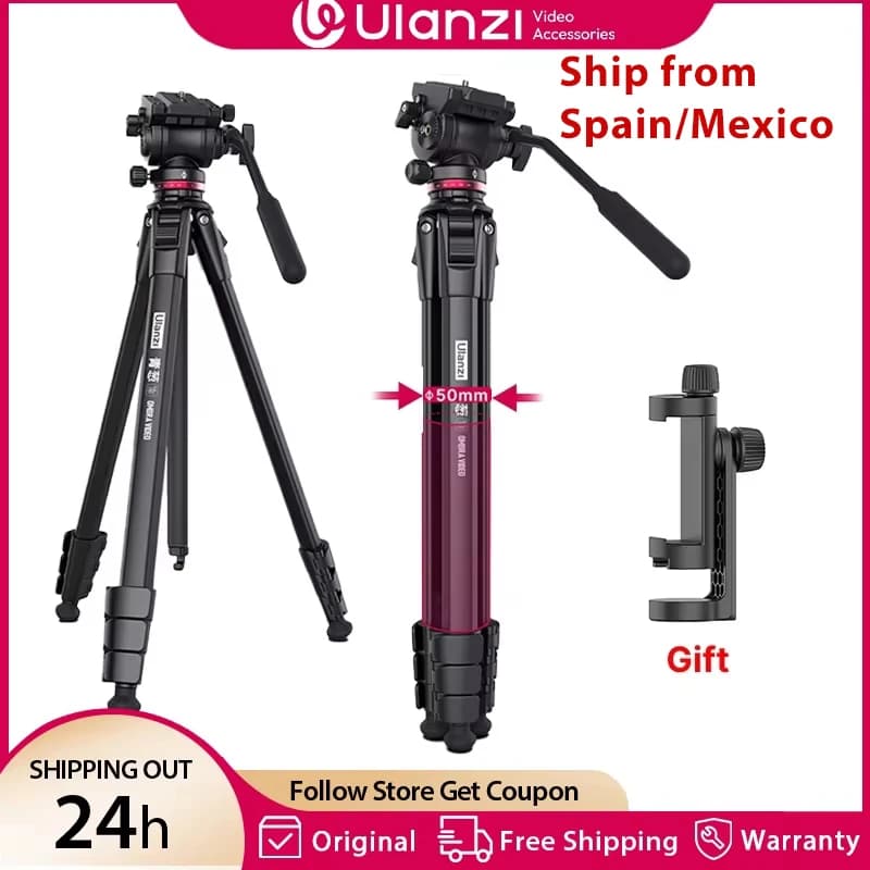 Ulanzi OMBRA 1.6M Video Travel Tripod - 360° Panorama Fluid Drag Head for DSLR Cameras - 6KG Load Capacity with Arca Swiss Plate