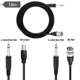 BNC to 6.35mm Audio Cable 1.8m Quarter Inch TS Mono Male Plug Bidirectional Connector for CCTV DVR Security Camera Oscilloscope Antenna