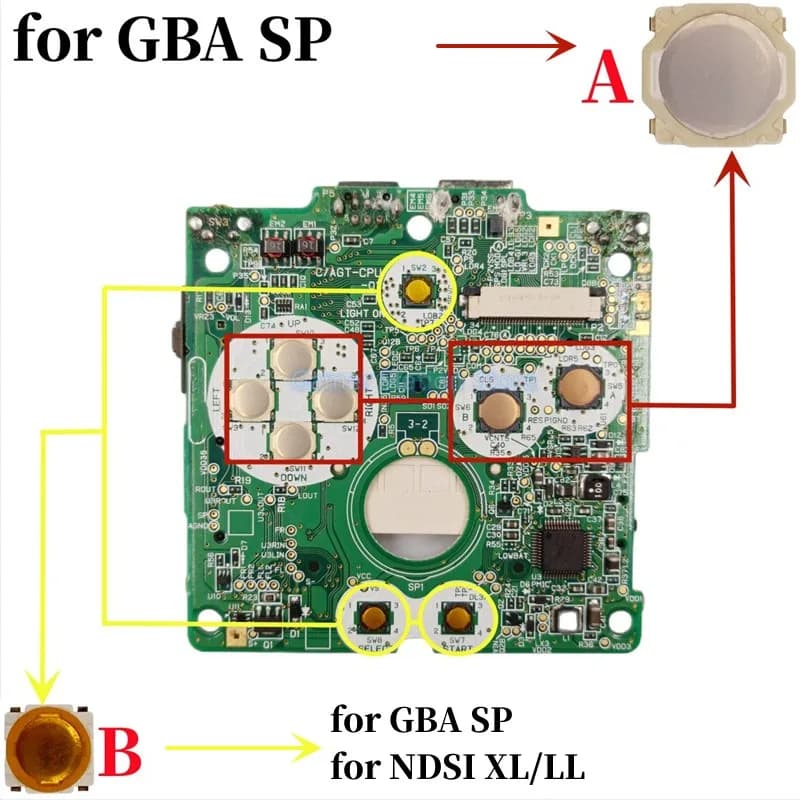 Replacement Conductive Film Button 15PCS Metal Dome Snap Contact for Nintendo Gameboy Advance SP GBA SP Select Start Button Repair Parts