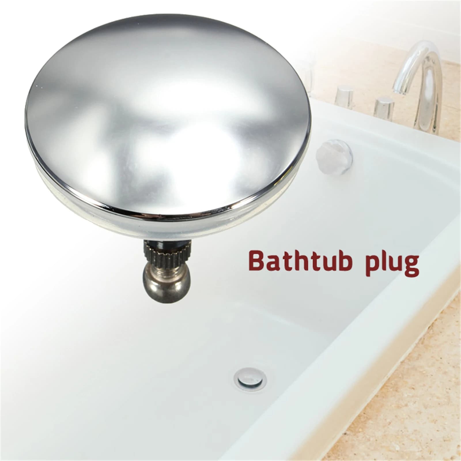 45mm Pop-Up Bath & Basin Drain Plug — Stainless Steel Flat Seal Stopper and Drain Strainer (Replacement)