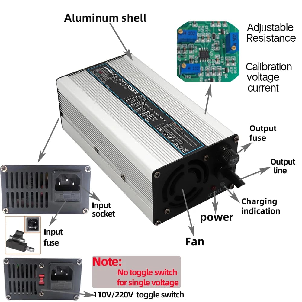 16.8V 20A Smart Battery Charger for 4S 14.8V Lithium Ion Battery Aluminum Case Balance Charger for Electric Car Silver 2