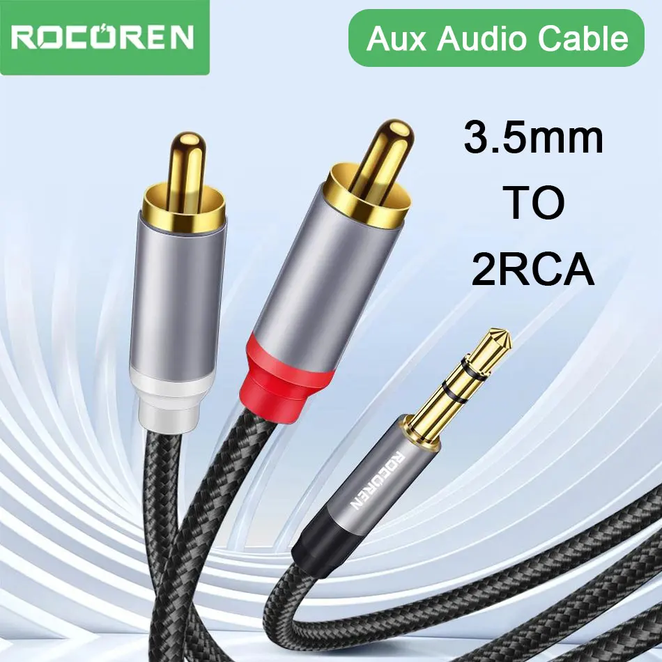 Rocoren 3.5mm to Dual RCA Audio Cable for TV, Amplifier, and Speakers