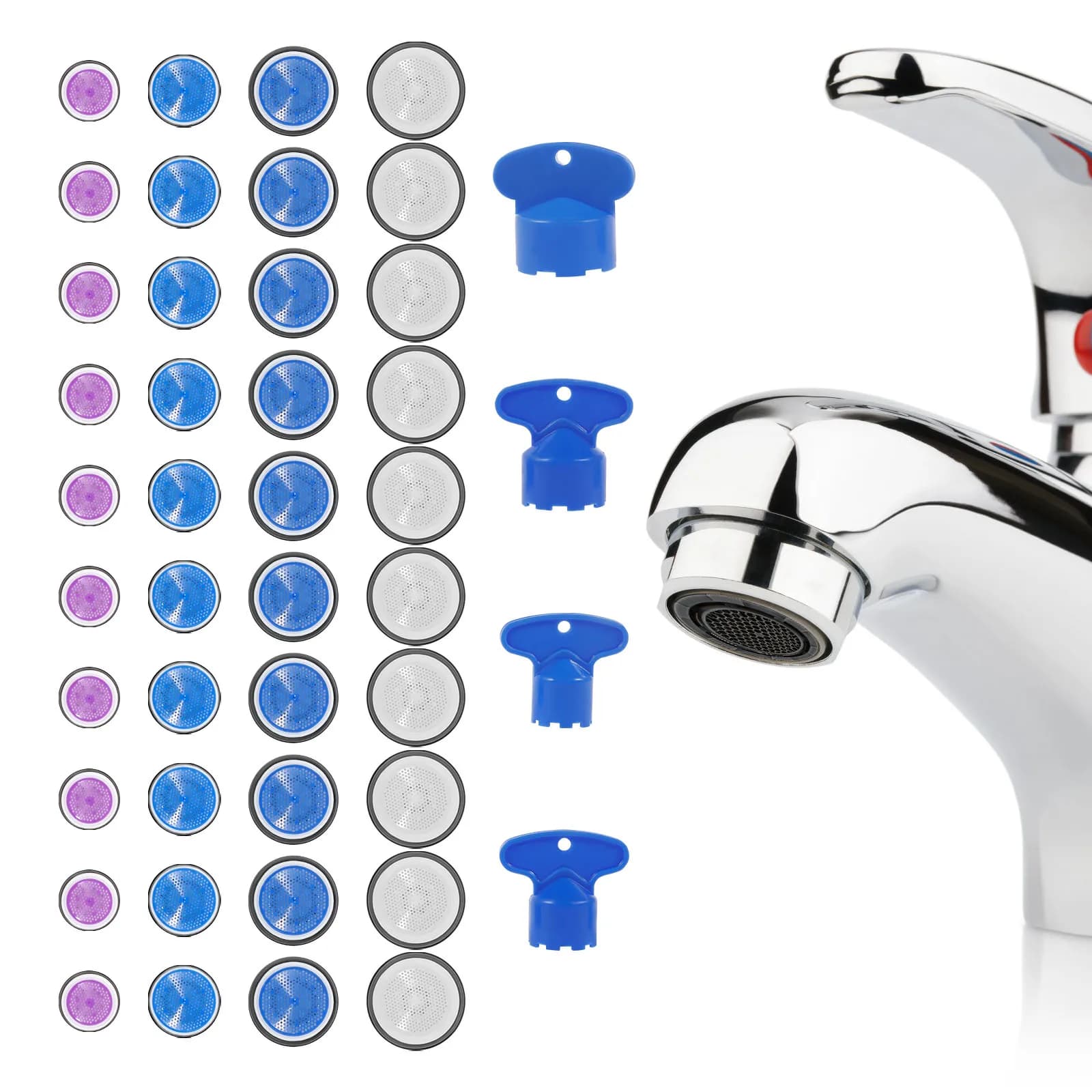 40‑Pack Faucet Aerator Inserts — Plastic Bubbler Flow Restrictors for Kitchen Taps