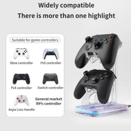 Universal Game Controller Display Stand Bracket Holder for Xbox Switch PS5 PS4 Transparent Acrylic Gaming Handle Base with RGB Lighting Option