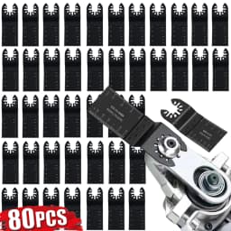 Universal Oscillating Multi Tool Saw Blade Set 5-80 Pieces Carbon Steel Straight Scale Cutting Blades for Wood Renovation Power Tools 9x3.5cm