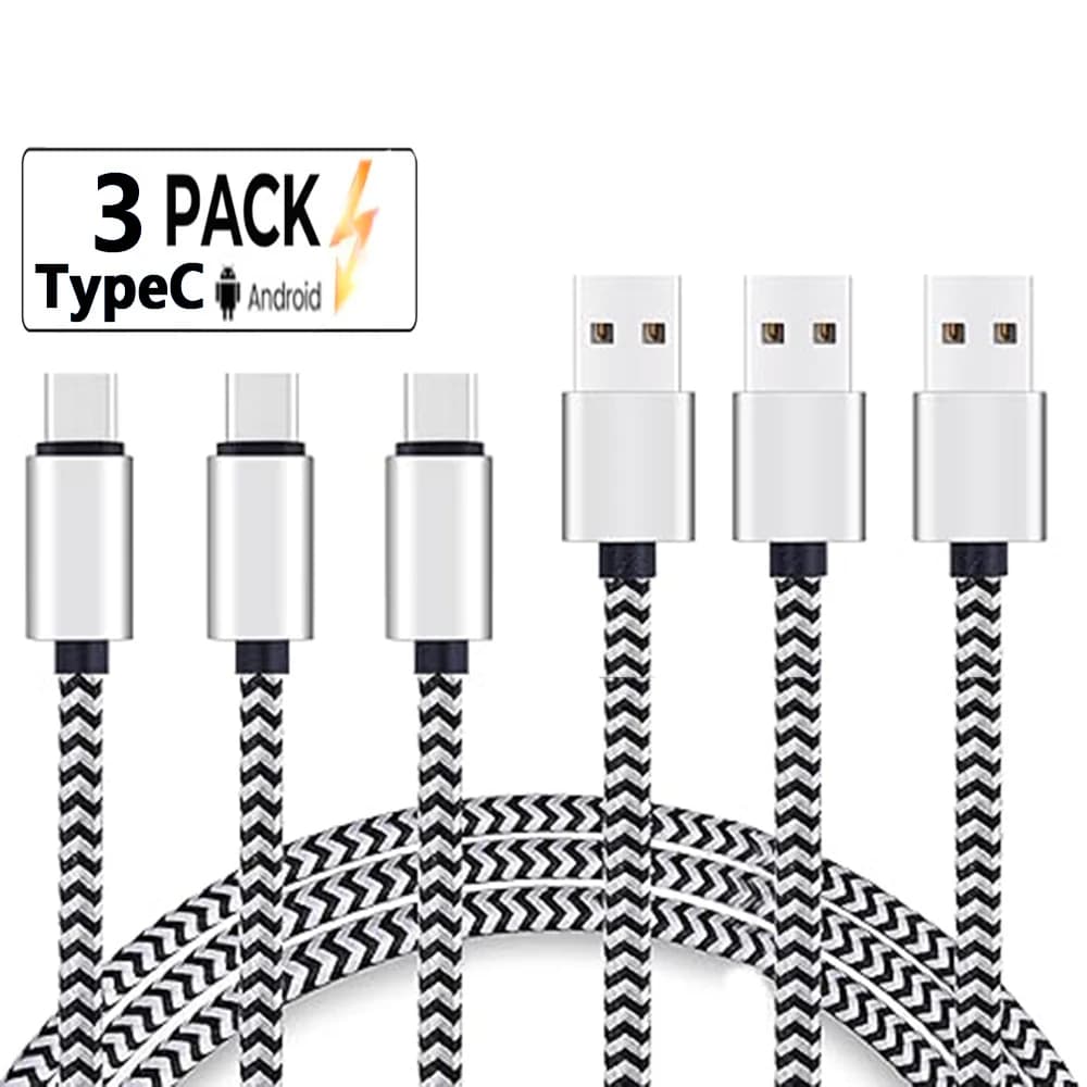 Braided Nylon USB Type-C Cable 2.4A Fast Charging - Durable Data Sync Cable for Samsung, Huawei, and USB-C Devices