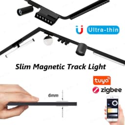 Ultra Slim 6mm Magnetic Track Light System Dimmable LED Spotlight Surface Mount Embedded Plastering Rail Modern Smart Tuya Zigbee Compatible
