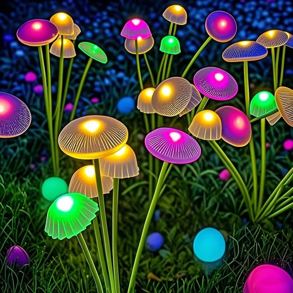 Solar Powered 6 LED Jellyfish Mushroom Lawn Lights for Garden Decoration, Ground Stake Atmosphere Pathway Landscape Lighting for Outdoor Yard