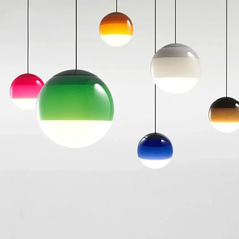 Glass Dome Pendant Lamp Color Gradient LED Light Nordic Minimalist Style for Restaurant Coffee Shop Children's Room Window Display