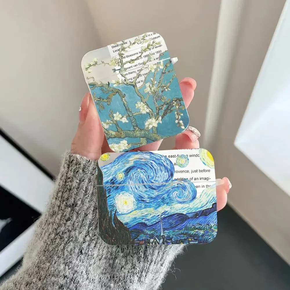 Van Gogh Famous Art Painting AirPods Case - Protective TPU Cover for Apple AirPods 1 2 3 4 and Pro 2 Charging Box with Retro Design