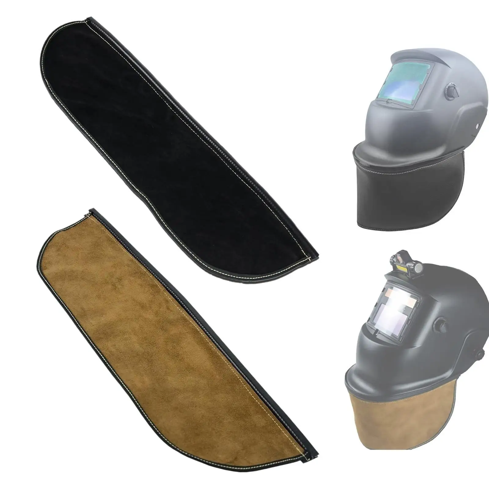 Welding Helmet Bib Fire Resistant Heat Resistant Soft Leather Neck Protection Accessory for Welding Hood Universal Fit