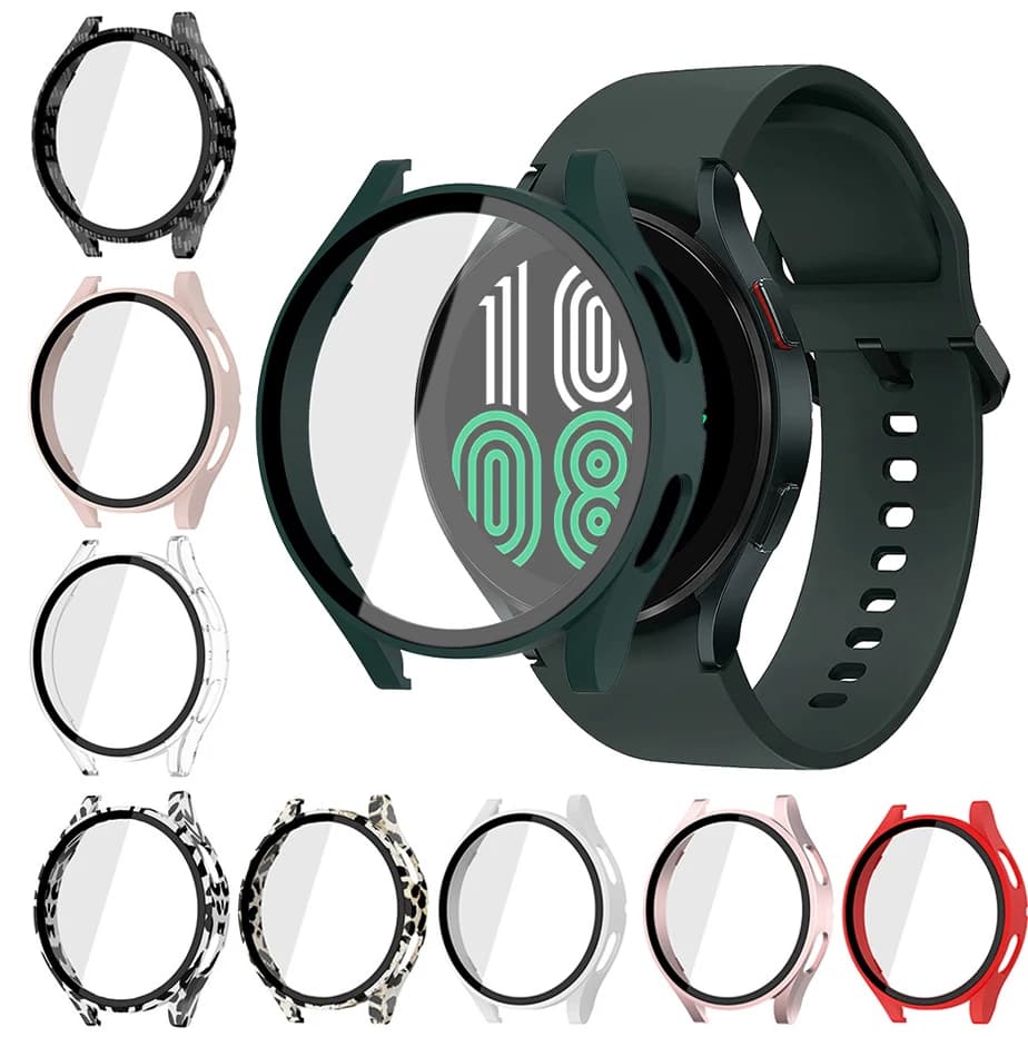 Tempered Glass Screen Protector Case for Samsung Galaxy Watch 4/5/6 40mm 44mm Hard PC Bumper All-Around Protection
