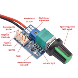 DC 12V PWM Speed Controller for PC CPU Cooler Fan with Temperature Control and Manual Stop