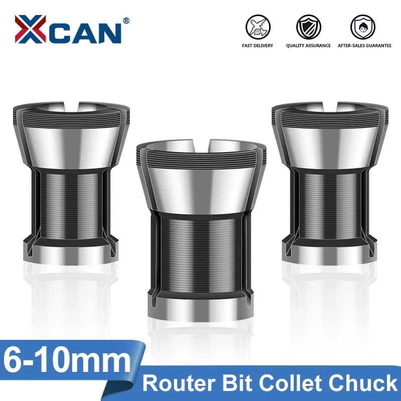 Router Bit Collet Chuck Set 6mm 6.35mm 8mm - Carbide End Mill Tool Holder for Wood Trimming Engraving Machine and Milling Cutter