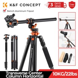 K&F Concept 90 Inch (2.3m) Aluminum Camera Tripod T254A7 with BH-28L Ball Head - Reversible Center Column and Monopod Function