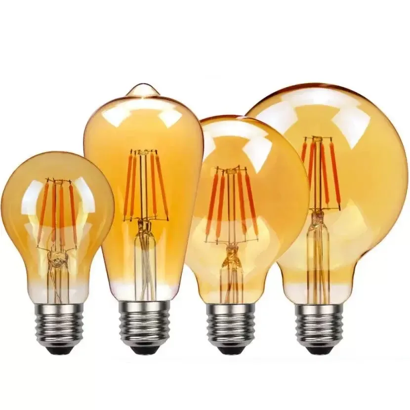 Edison LED Filament Light Bulb - E27 Retro Vintage Style Bulbs (ST64/G80/G95/G125) 4W-12W Warm Yellow for Living Room Bedroom Decor