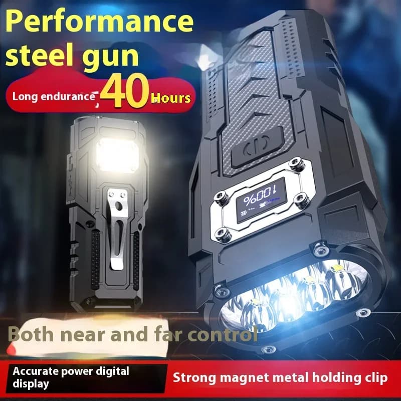 Type-C Rechargeable LED Flashlight High Power 303M Beam Distance Built-in Battery Portable Work Light