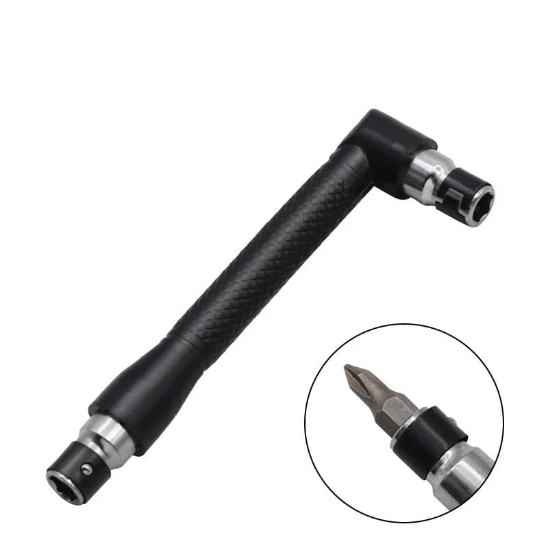 L-Type 1/4" Hexagon Screwdriver Bit – 90° Double-Ended 6.35mm Wrench Driver with Non-Slip Stainless Steel Handle (Black)